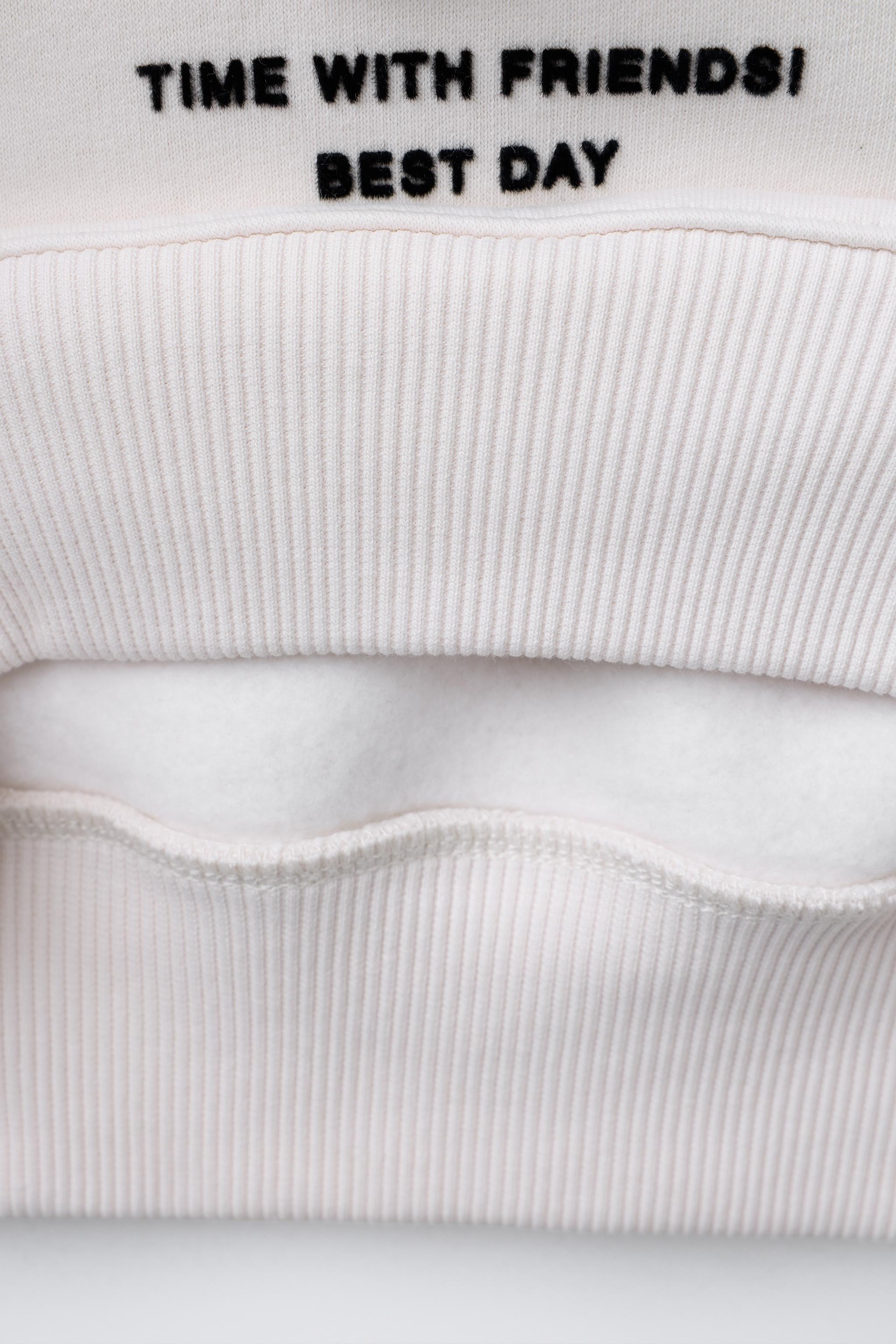 FLOCKED TULLE TEXT SWEATSHIRT